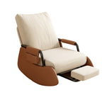 Sofá reclinable cuadrado moderno minimalista con respaldo y reposapiés plegables — pana y acolchado de algodón y esponja, tapizado de piel sintética, estructura de madera y acero al carbono para dormitorio