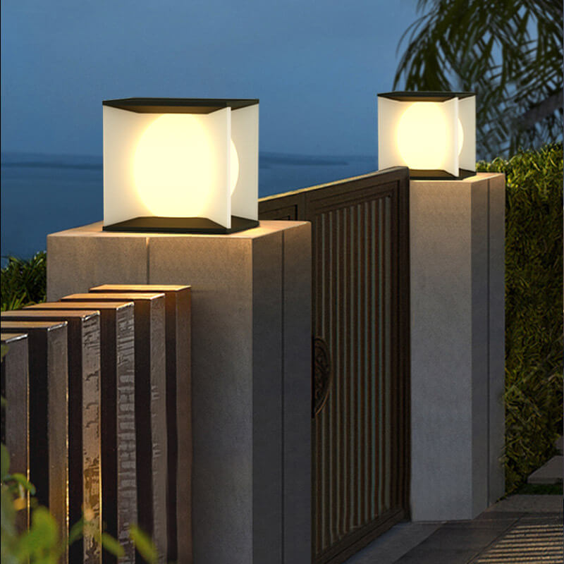 Modern Minimalist Square Globe LED Post Cap Light Waterproof IP65 Outdoor Pillar Lamp for Garden Fence Patio Wholesale