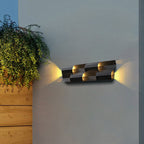Lámpara de aplique de pared LED rectangular de acero inoxidable, impermeable, estilo retro contemporáneo, para patio exterior