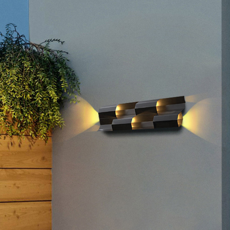Lámpara de aplique de pared LED rectangular de acero inoxidable, impermeable, estilo retro contemporáneo, para patio exterior