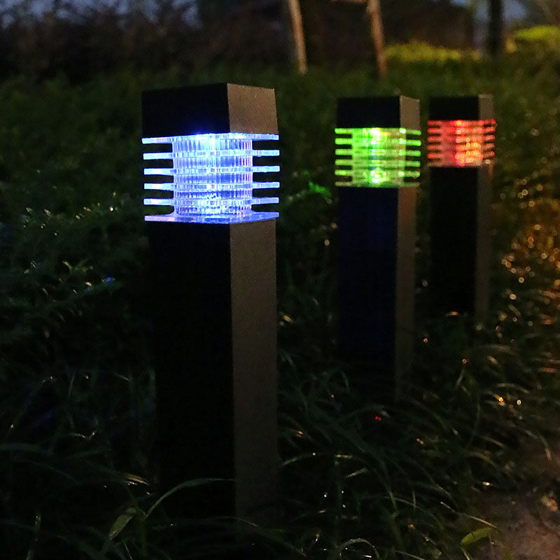 Modern Louvered Solar Pathway Lights Waterproof LED Outdoor Bollard Landscape Lighting for Garden and Driveway