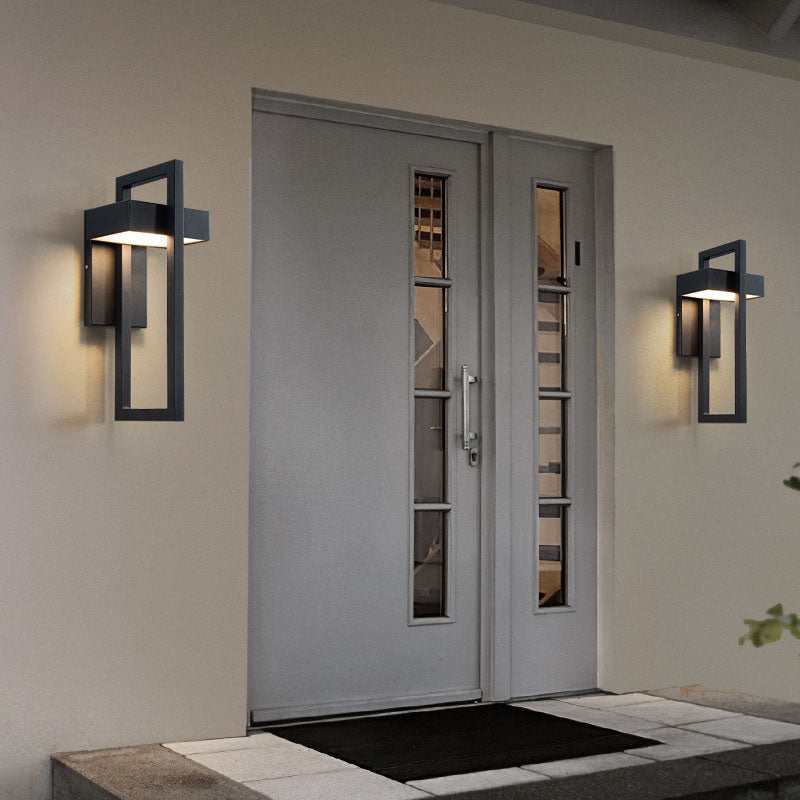 Architectural Geometric LED Outdoor Wall Sconce Waterproof Stainless Steel Exterior Porch Light for Modern Front Door and Patio