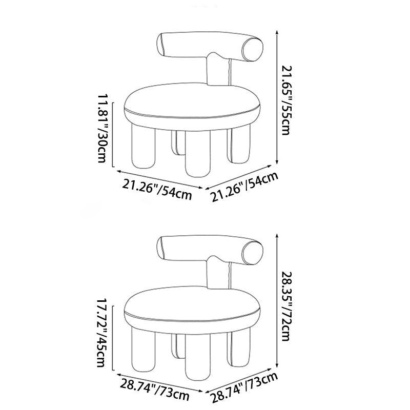 Contemporary Nordic Sherpa Fabric Wood Sponge Round Chair Backrest For Living Room
