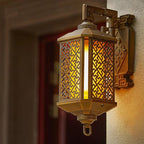 Lámpara aplique de pared exterior con 1 luz, estilo pagoda china tradicional, de aluminio cepillado, para patio