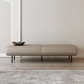 Modern Minimalist Rectangular Cushioned Bench - Microfiber Leather Upholstery with Wood & Carbon Steel Frame, Low Backless End-of-Bed Stool for Bedroom