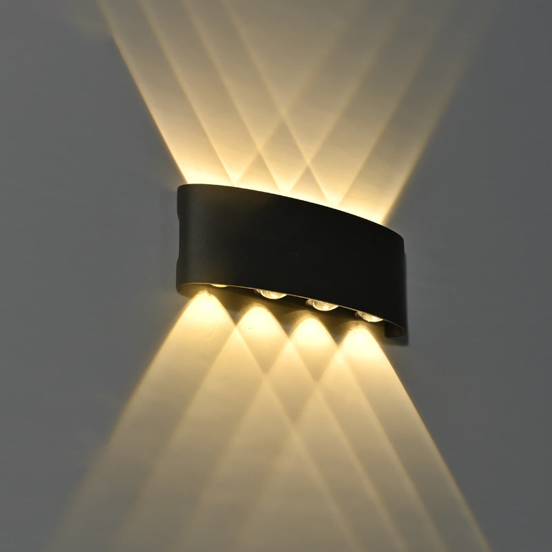 Moderna lámpara de pared LED minimalista impermeable de cilindro rectangular de aluminio y hierro acrílico para patio exterior