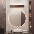 Traditional Japanese Striped Rectangular Wood LED Vanity Mirror Front Wall Sconce Lamp For Bedroom