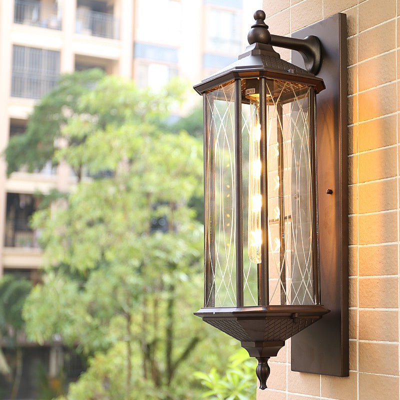 Traditional Vintage Transparent Cage Waterproof  1-Light Wall Sconce Lamp For Outdoor