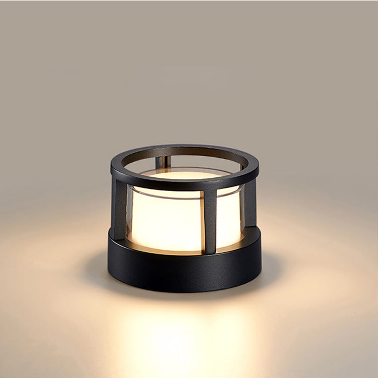 Modern Outdoor Post Cap and Pier Mount Column Light Cylindrical Glass Pillar LED Waterproof for Gates, Driveways, and Patios