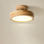 Modern Minimalist Nordic Wooden Round LED Ceiling Light Semi-Flush Mount Fixture for Living Room Bedroom Kitchen Dimmable Energy Saving Wholesale