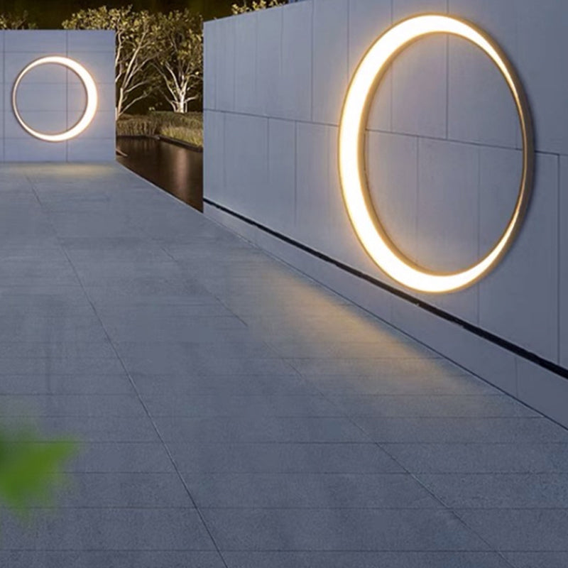 Aplique de pared LED moderno y minimalista, en acero inoxidable, con diseño de círculo creciente, resistente al agua, para patio exterior