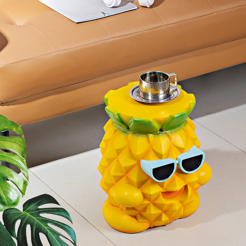 Taburete bajo moderno para niños con diseño de piña de resina para sala de estar