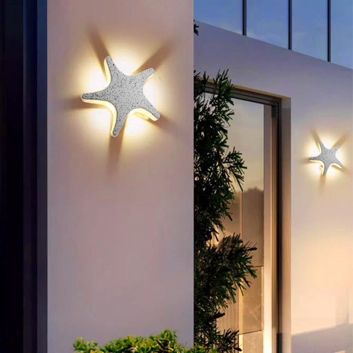 Lámpara de pared LED impermeable con diseño de estrella de mar de aluminio de simplicidad contemporánea para patio exterior