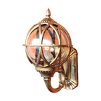 Aplique de pared tradicional europeo impermeable con bola de aluminio y cristal de 1 luz para patio exterior