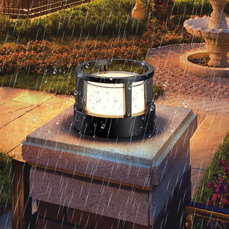 Modern Outdoor Post Cap and Pier Mount Column Light Cylindrical Glass Pillar LED Waterproof for Gates, Driveways, and Patios