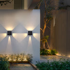 Lámpara de pared LED cuadrada de aluminio con franjas, estilo moderno y minimalista, para jardín