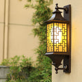 Aplique de pared para exteriores de 1 luz, resistente al agua, con jaula de linterna cuadrada tradicional china para patio exterior