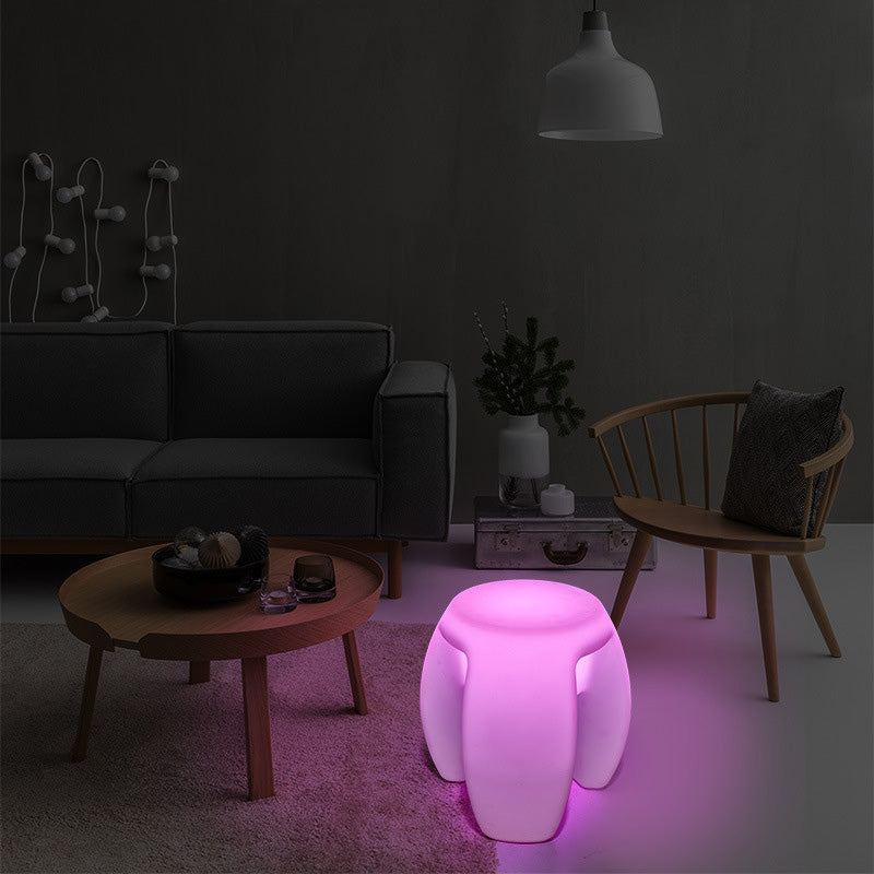 Sleek Round LED Bar Stool - Waterproof Plastic, Modern Minimalist Design for Entertainment Rooms