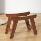 Banco Zapatero Cuadrado Minimalista Moderno de Madera de Caucho con Cojín Tapizado de Algodón-Lino, Taburete Bajo para Sala de Estar