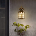 Lámpara de pared cilíndrica de aluminio y cristal solar retro contemporánea, impermeable, de 1 luz, para patio exterior