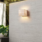 Organic Modern Natural Travertine Wall Sconce Waterproof LED Up/Down Accent Light for Indoor and Outdoor Decor