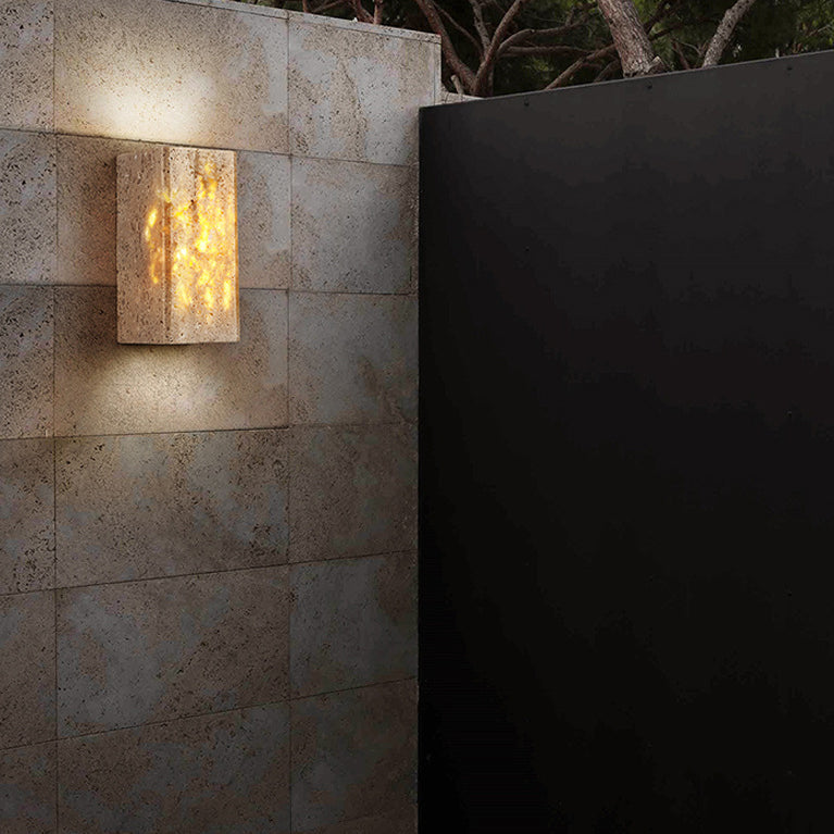 Organic Modern Natural Travertine Wall Sconce Waterproof LED Up/Down Accent Light for Indoor and Outdoor Decor