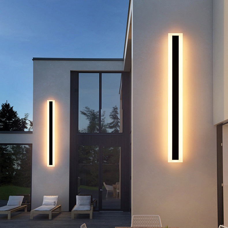 Lámpara de pared LED rectangular larga minimalista moderna de aluminio y acrílico para jardín