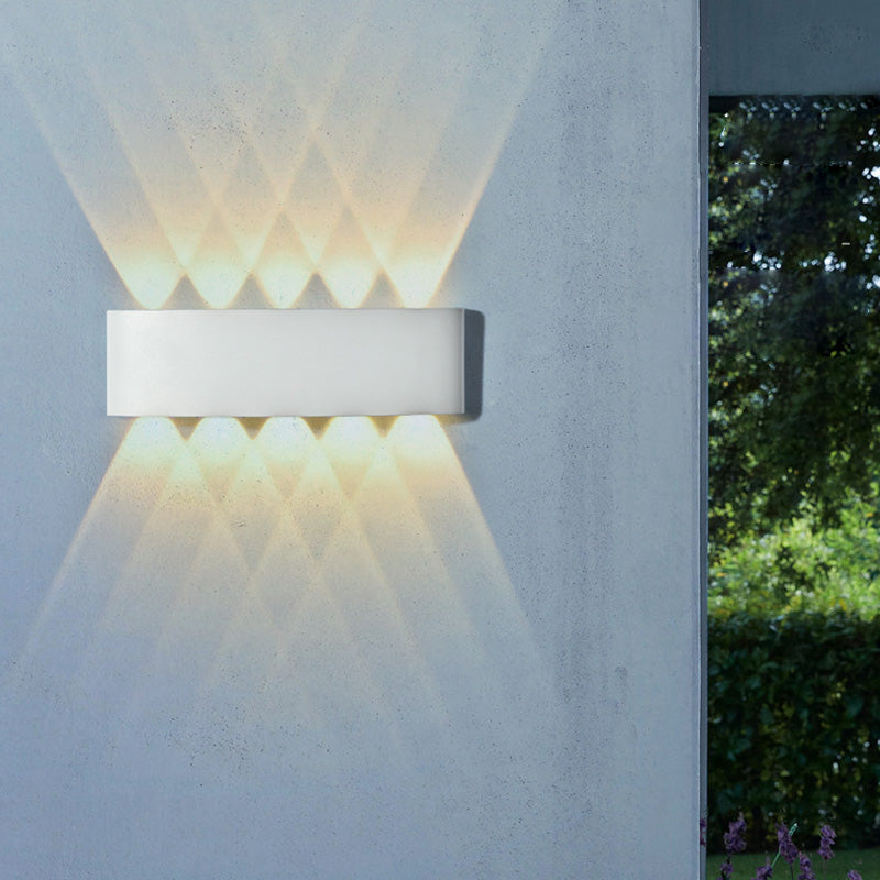 Moderna lámpara de pared LED minimalista impermeable de cilindro rectangular de aluminio y hierro acrílico para patio exterior