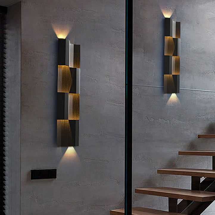 Lámpara de aplique de pared LED rectangular de acero inoxidable, impermeable, estilo retro contemporáneo, para patio exterior
