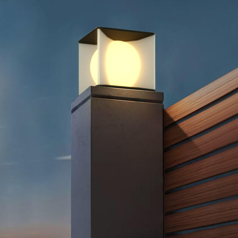 Modern Minimalist Square Globe LED Post Cap Light Waterproof IP65 Outdoor Pillar Lamp for Garden Fence Patio Wholesale