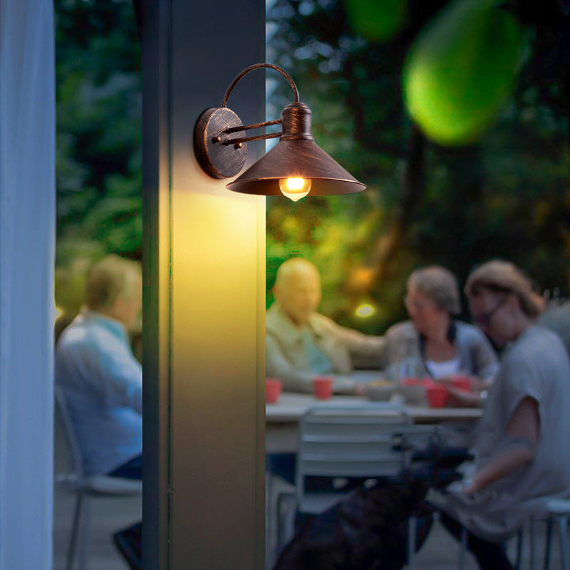 Contemporary Industrial Barn Iron Antique 1-Light Outdoor Waterproof Wall Sconce Lamp For Outdoor