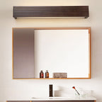 Traditional Japanese Striped Rectangular Wood LED Vanity Mirror Front Wall Sconce Lamp For Bedroom