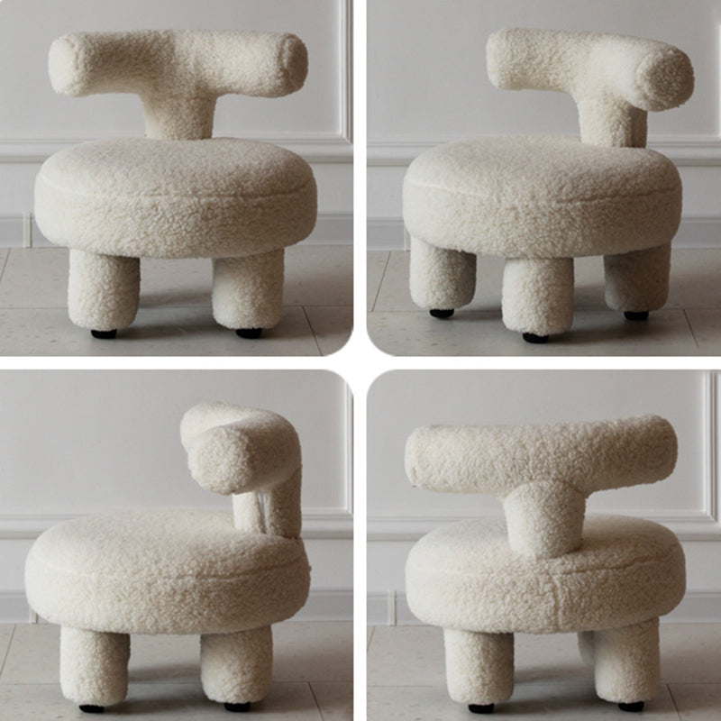 Contemporary Nordic Sherpa Fabric Wood Sponge Round Chair Backrest For Living Room