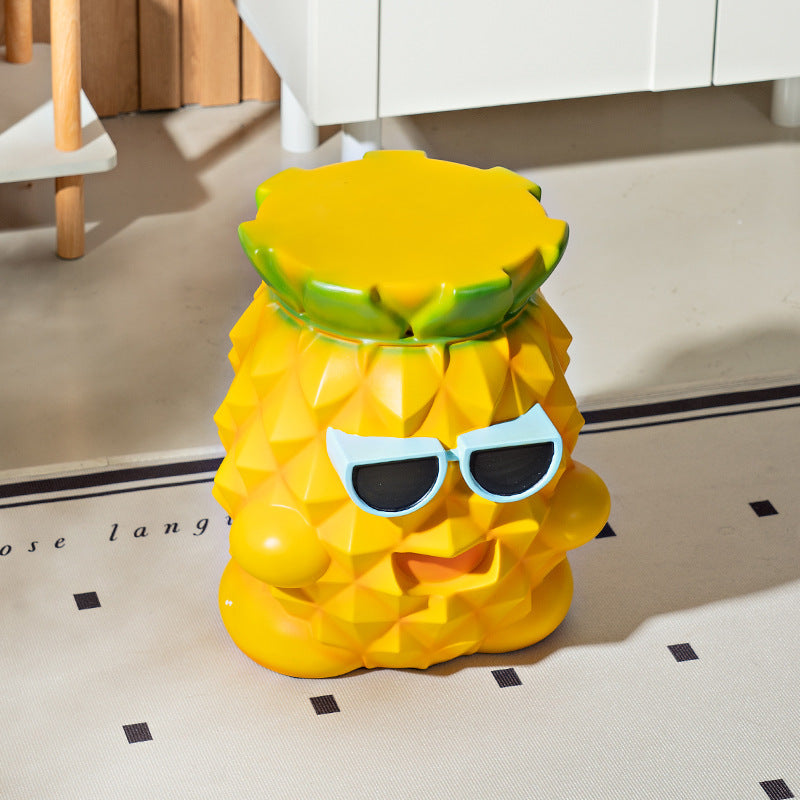 Taburete bajo moderno para niños con diseño de piña de resina para sala de estar
