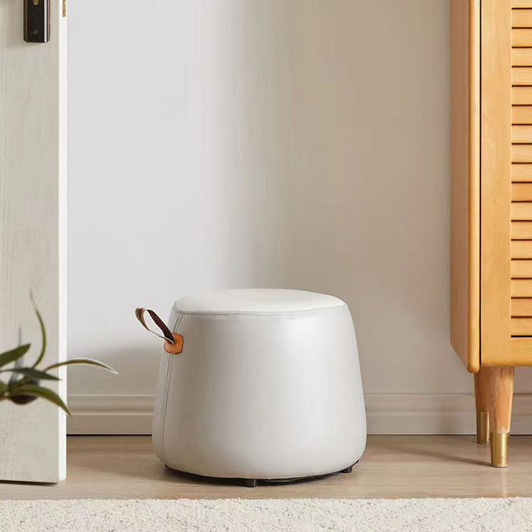 Sleek Contemporary Cylinder Fabric Pouf – Low-Profile Living Room Stool