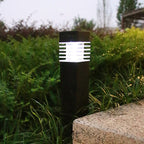 Modern Louvered Solar Pathway Lights Waterproof LED Outdoor Bollard Landscape Lighting for Garden and Driveway