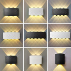 Moderna lámpara de pared LED minimalista impermeable de cilindro rectangular de aluminio y hierro acrílico para patio exterior