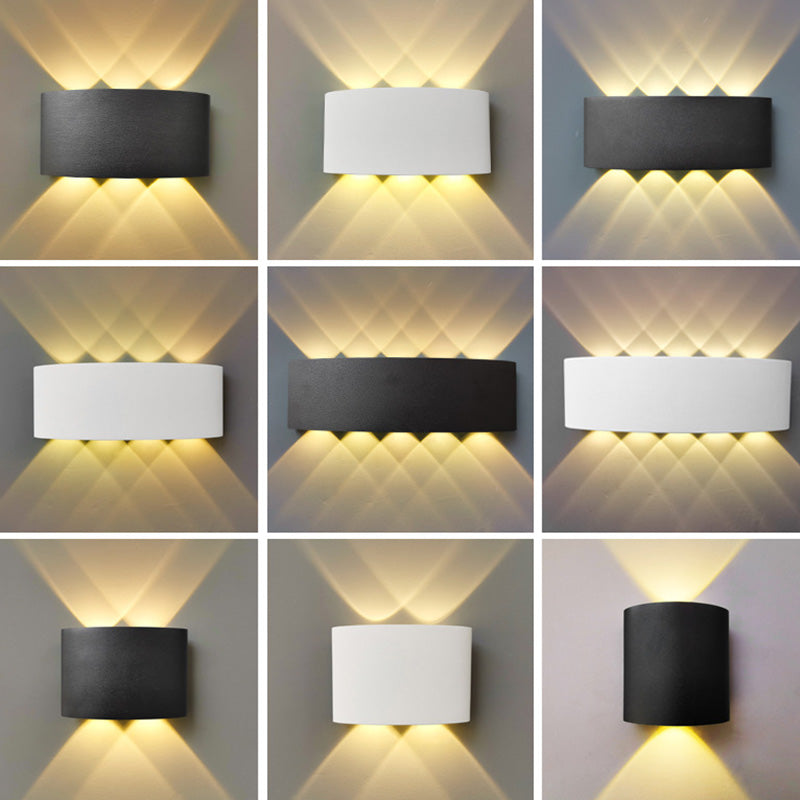 Moderna lámpara de pared LED minimalista impermeable de cilindro rectangular de aluminio y hierro acrílico para patio exterior