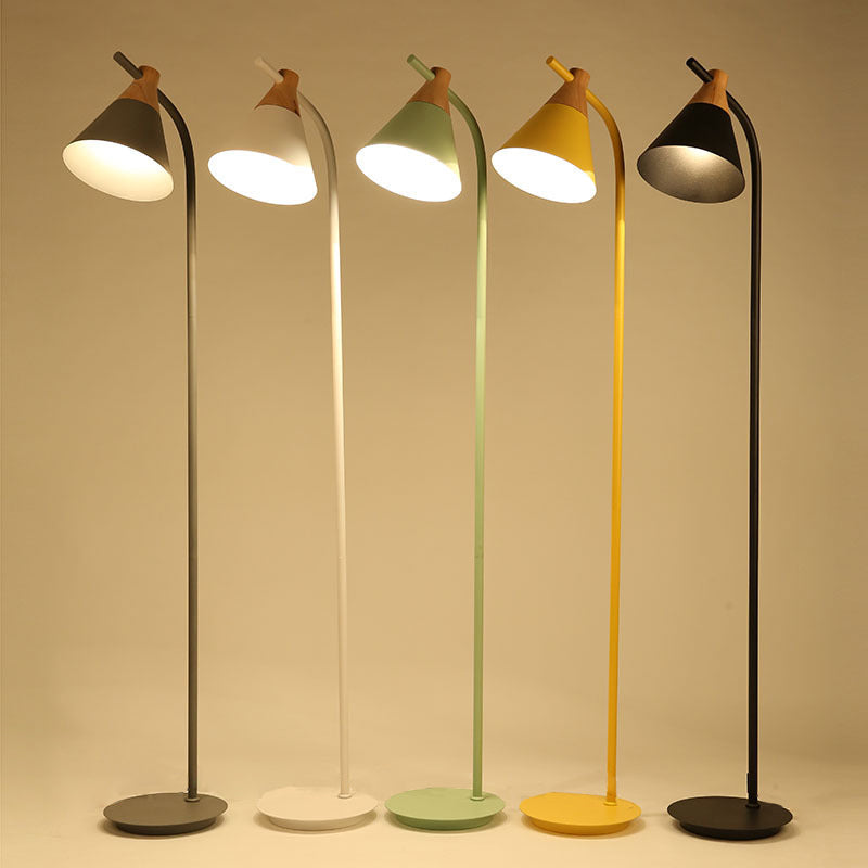 Contemporary Nordic Round Macaron Metal 1-Light Standing Floor Lamp For Living Room