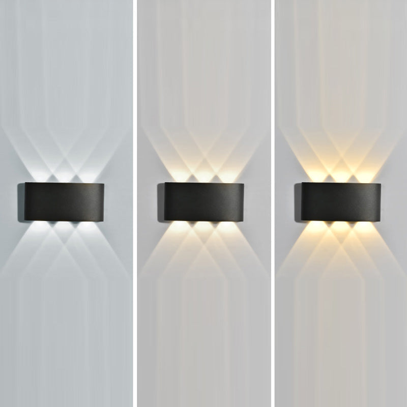 Moderna lámpara de pared LED minimalista impermeable de cilindro rectangular de aluminio y hierro acrílico para patio exterior