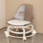 Modern Minimalist Round Acrylic Faux Leather Low Stool on Wheels – Plastic Living Room Stool