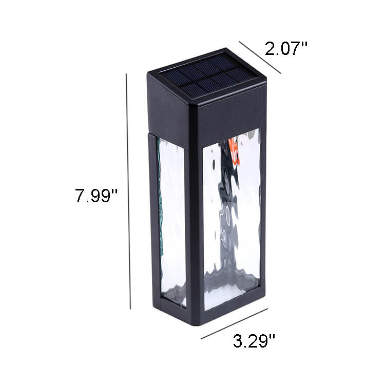 Waterproof Solar Garden Lights Outdoor LED Pathway Bollard Lamp with Ripple Glass for Lawn and Patio
