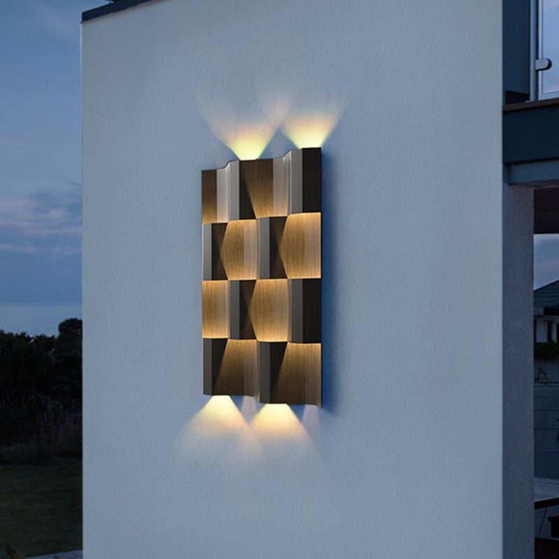 Lámpara de aplique de pared LED rectangular de acero inoxidable, impermeable, estilo retro contemporáneo, para patio exterior