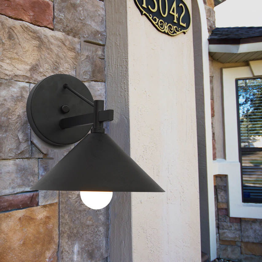 Contemporary Industrial Tapered Iron 1-Light Outdoor Wall Sconce Lamp For Outdoor Patio