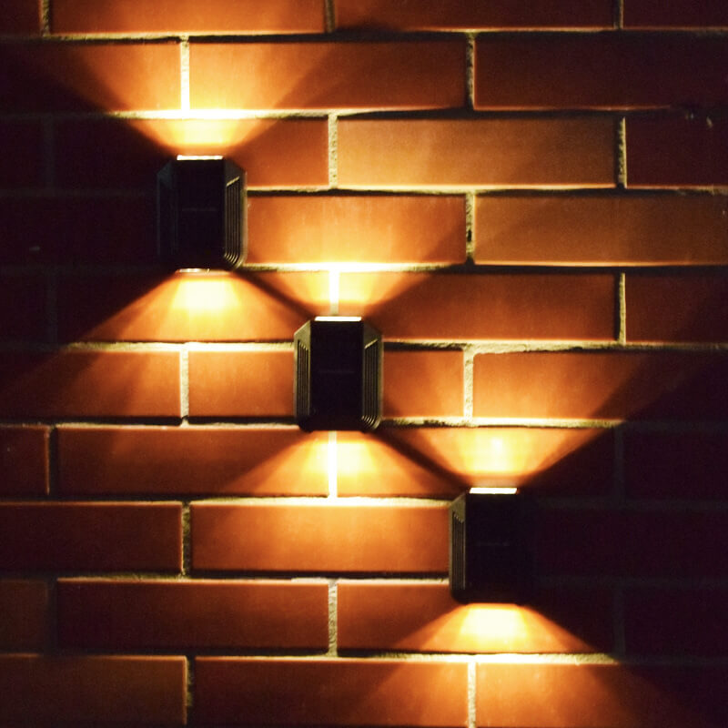 Waterproof Solar Up and Down Wall Sconce Outdoor LED Fence Light Modern Exterior Lighting for Patio and Porch