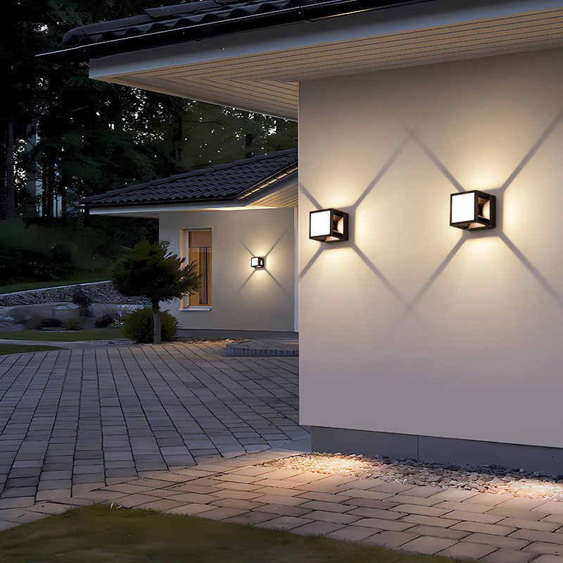 Lámpara de pared LED cuadrada de aluminio con franjas, estilo moderno y minimalista, para jardín