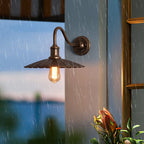 Lámpara de pared moderna minimalista, impermeable, redonda, plisada, con pétalos, de hierro, de 1 luz, para patio exterior