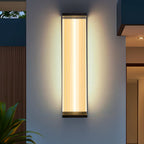 Modern Fluted Acrylic LED Outdoor Wall Sconce Waterproof Tall Exterior Light Fixture for Front Porch and Patio