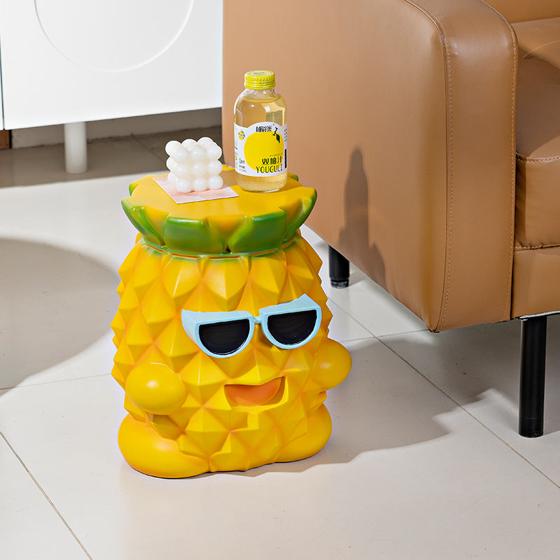 Taburete bajo moderno para niños con diseño de piña de resina para sala de estar