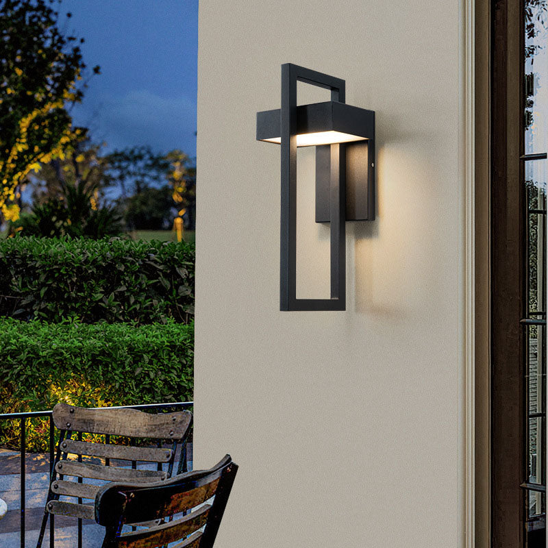 Architectural Geometric LED Outdoor Wall Sconce Waterproof Stainless Steel Exterior Porch Light for Modern Front Door and Patio